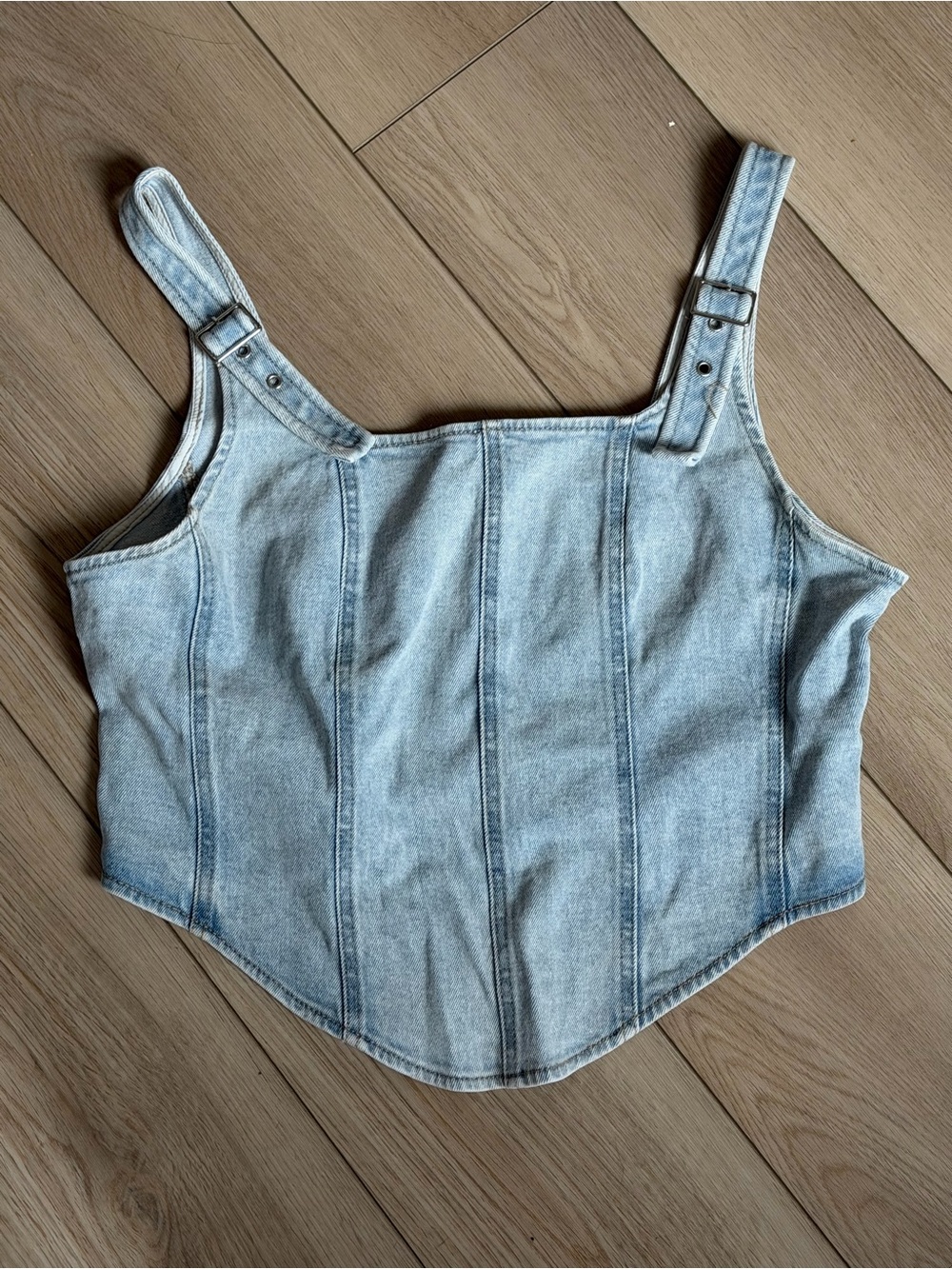 wild fable Light Wash Denim Corset Bustier Top Adjustable Straps, XL
